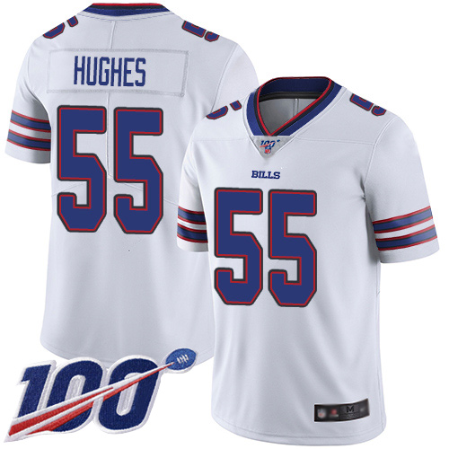 Men Buffalo Bills 55 Jerry Hughes White Vapor Untouchable Limited Player 100th Season NFL Jersey